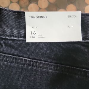 American Eagle Black 90s Skinny  Stretch Jeans 16 Long High Rise